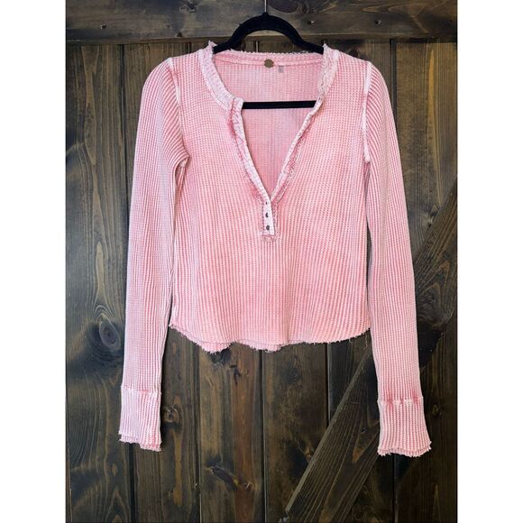 Free People One Colt Waffle Knit Henley Top - Picture 2 of 7